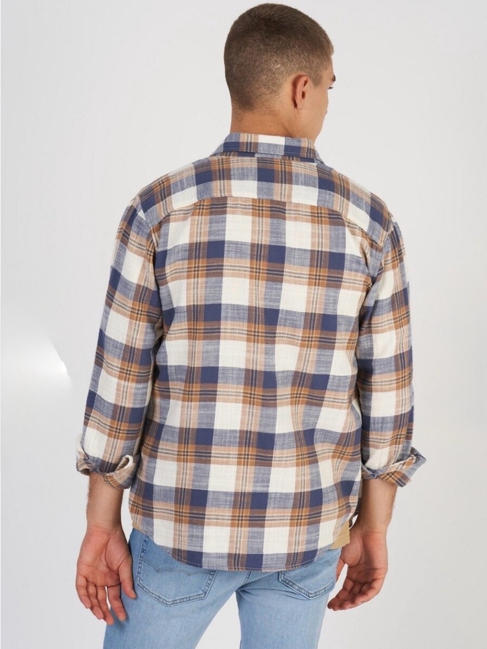 American Eagle Men's Flannel Shirt Khaki Super Soft Flannel Plaid Button Down S - Picture 3 of 13
